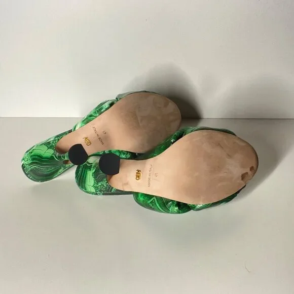 GIAMBATTISTAVALLI Maxi Green Marble Knot Mules Women's Heel Sandals Si…